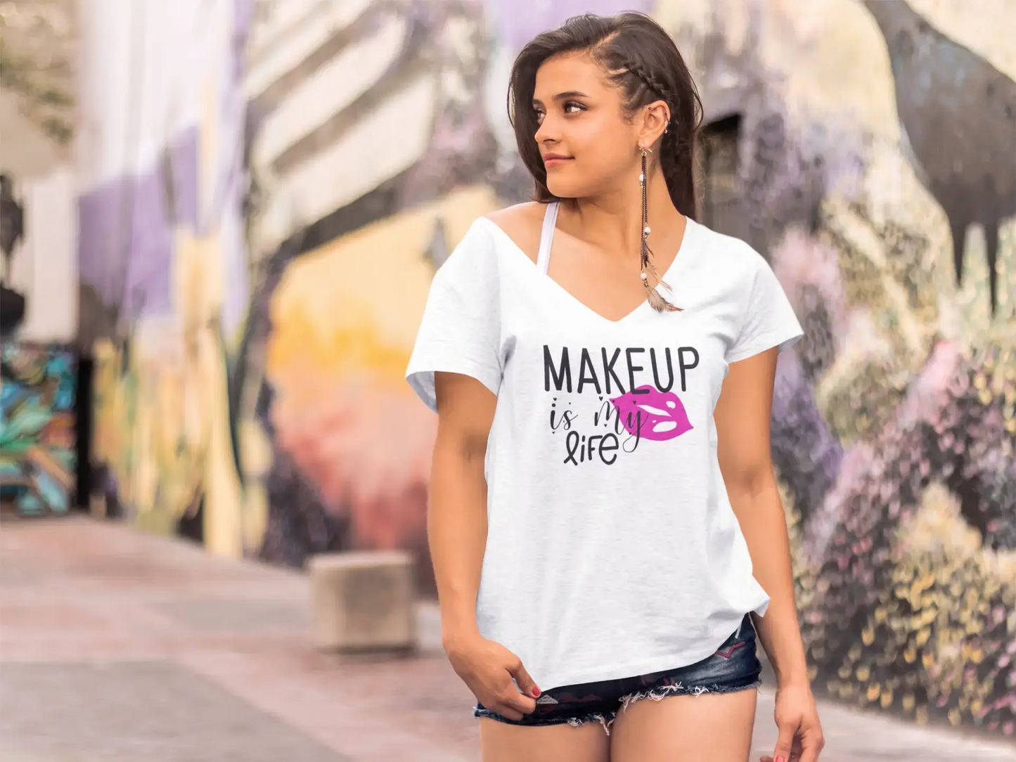 T-shirt fantaisie ULTRABASIC pour femmes, Make Up is My Life - Citation drôle de fille