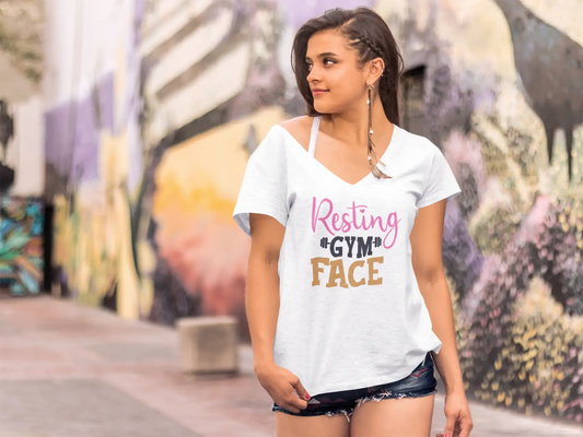 ULTRABASIC T-Shirt fantaisie pour femme, visage de gymnastique au repos, Tee-Shirt de gymnastique amusant