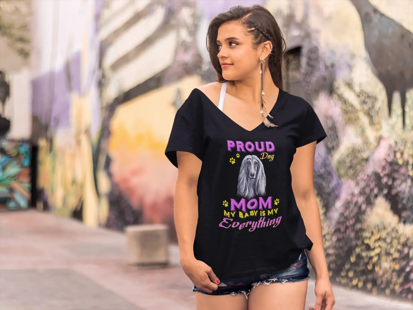 ULTRABASIC Women's T-Shirt Proud Day - Afghan Dog Mom - My Baby is My Everything