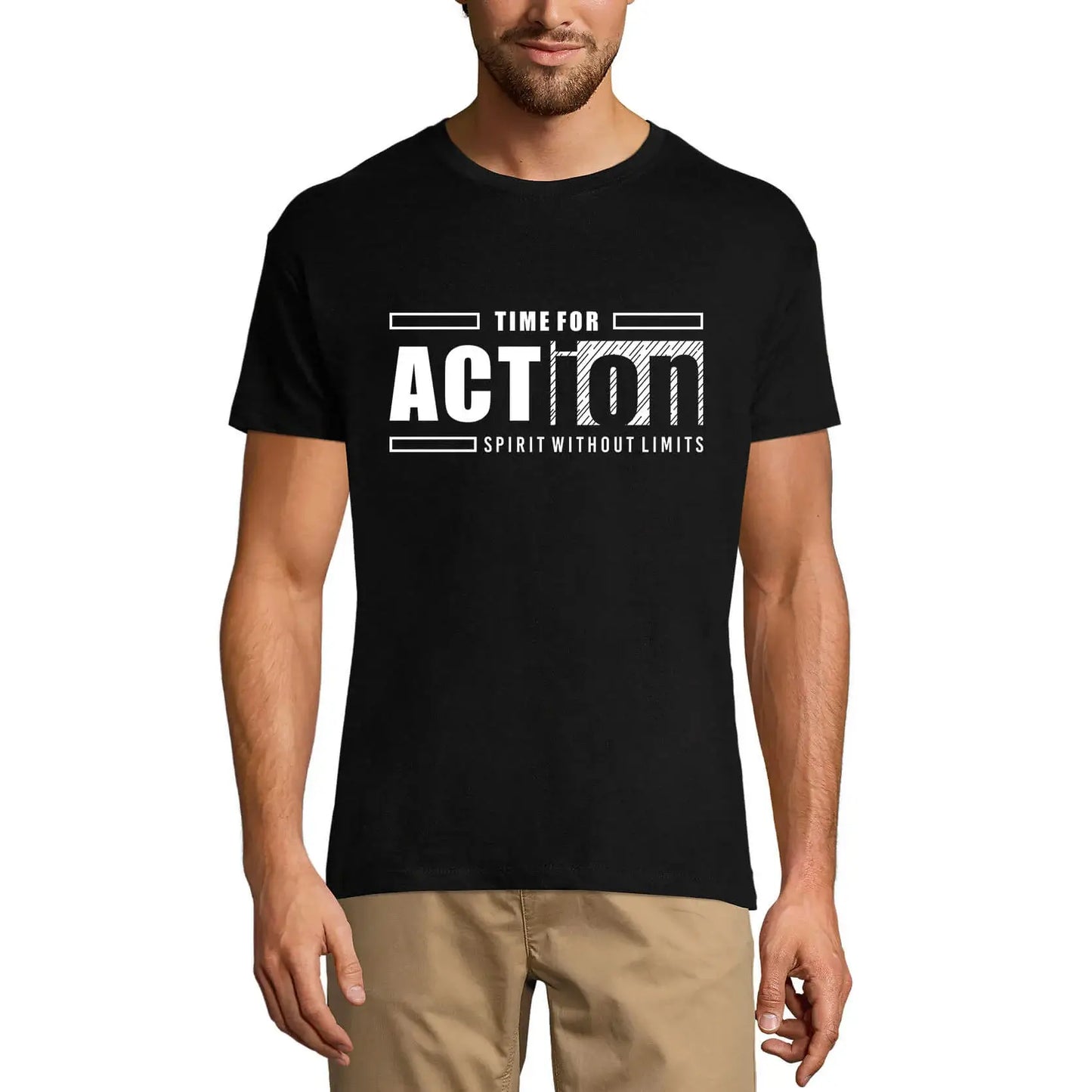Men's Graphic T-Shirt Time For Action Spirit Without Limits Eco-Friendly Limited Edition Short Sleeve Tee-Shirt Vintage Birthday Gift Novelty