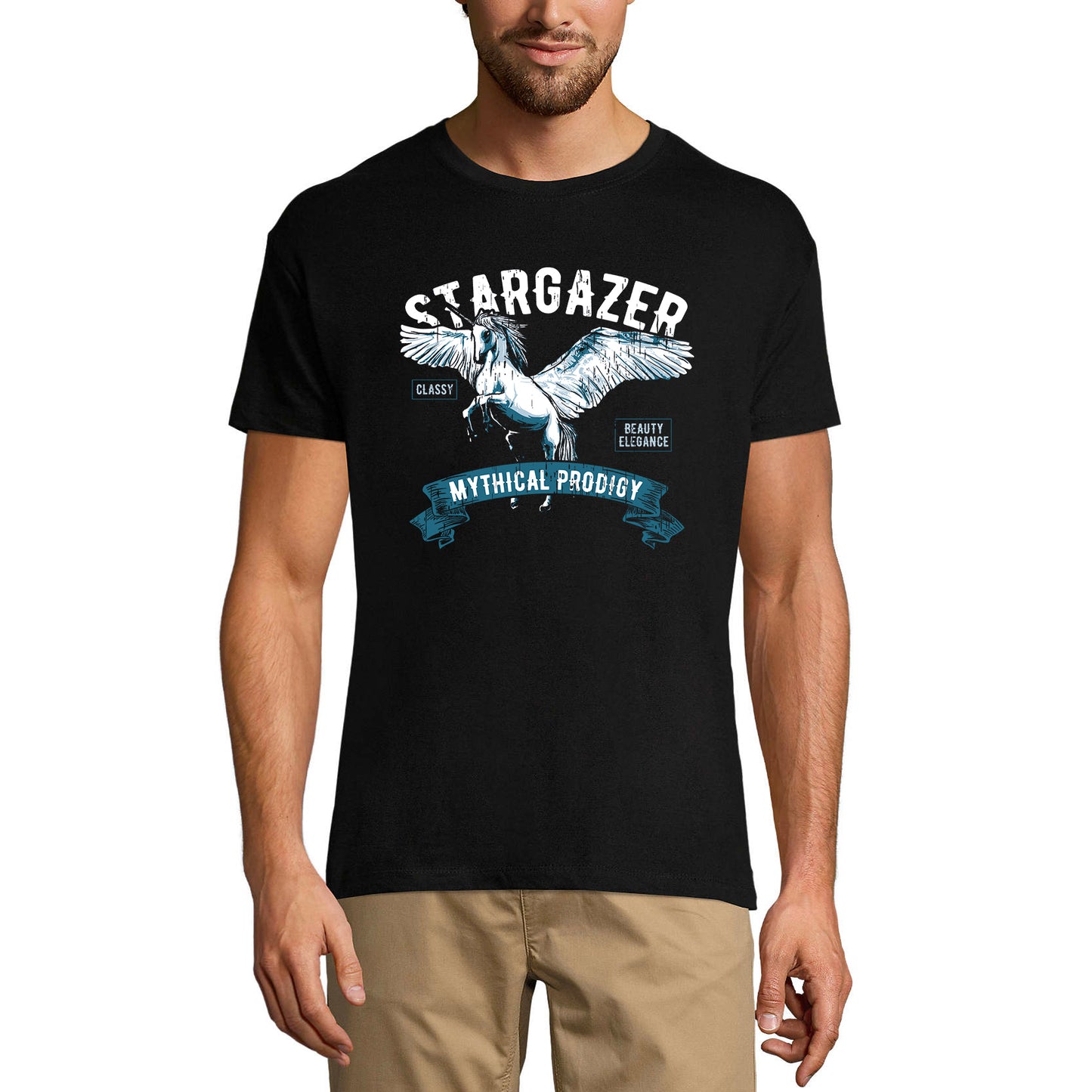 ULTRABASIC Herren-Grafik-T-Shirt Pegasus Einhorn – Stargazer – Mythisches Wunderkind
