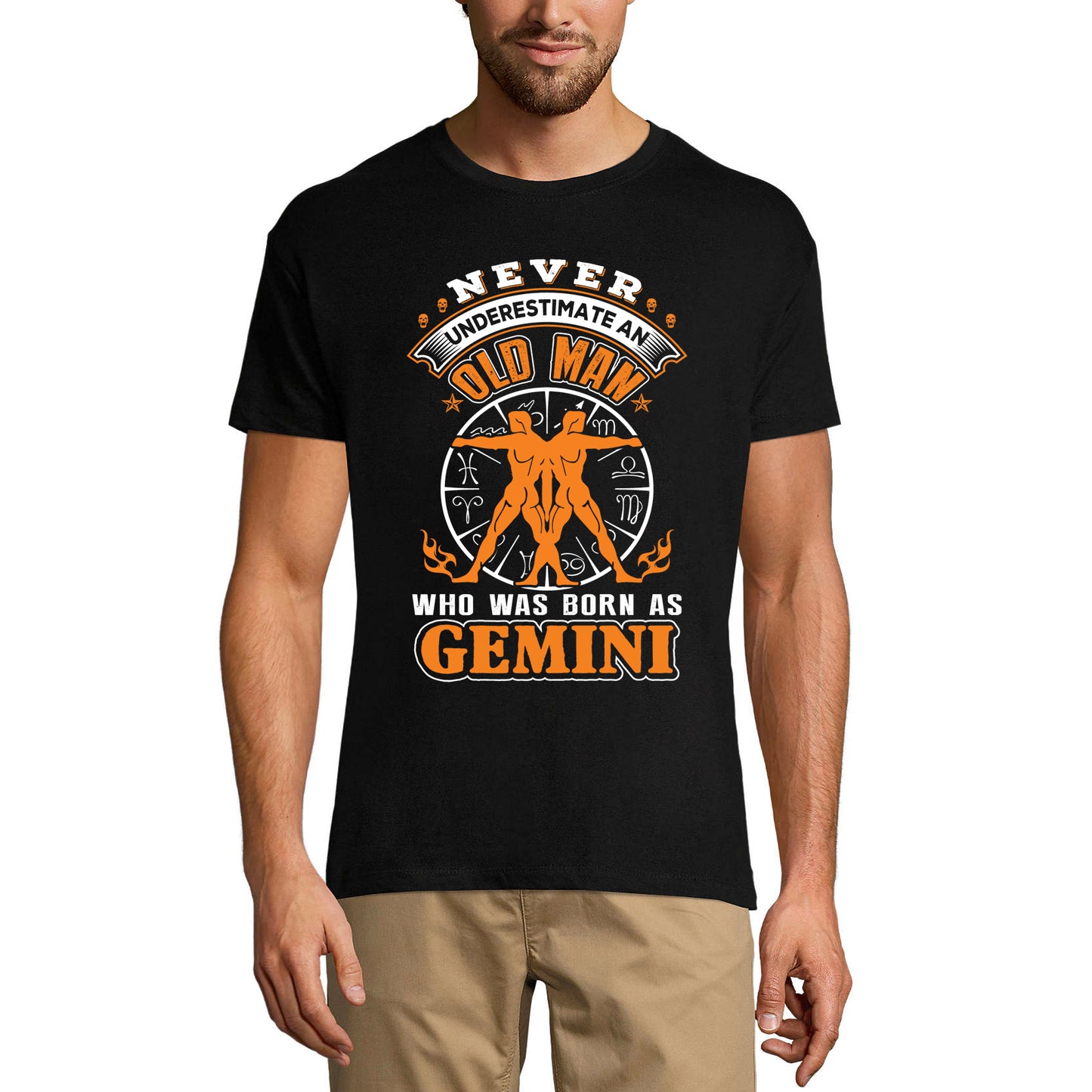 ULTRABASIC Men's T-Shirt Never Underestimate an Old Man Who Was Born as Gemini