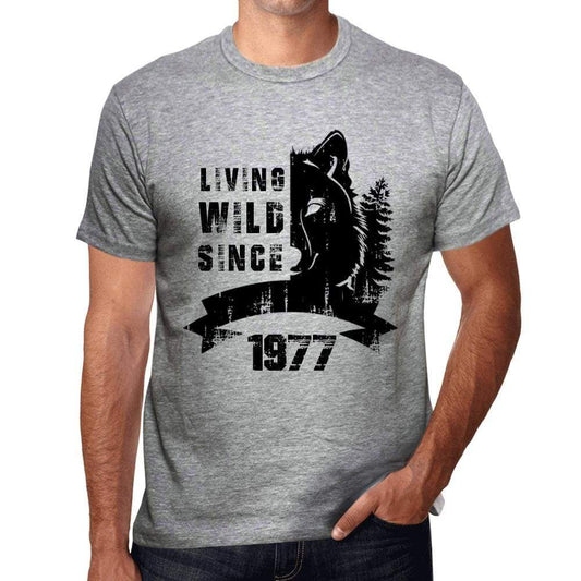 1977, Living Wild Since 1977 Men's T-shirt Grey Birthday Gift 00500 - ultrabasic-com