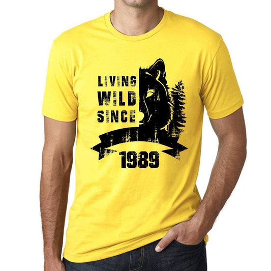 1989, Living Wild Since 1989 Men's T-shirt Yellow Birthday Gift 00501 - ultrabasic-com