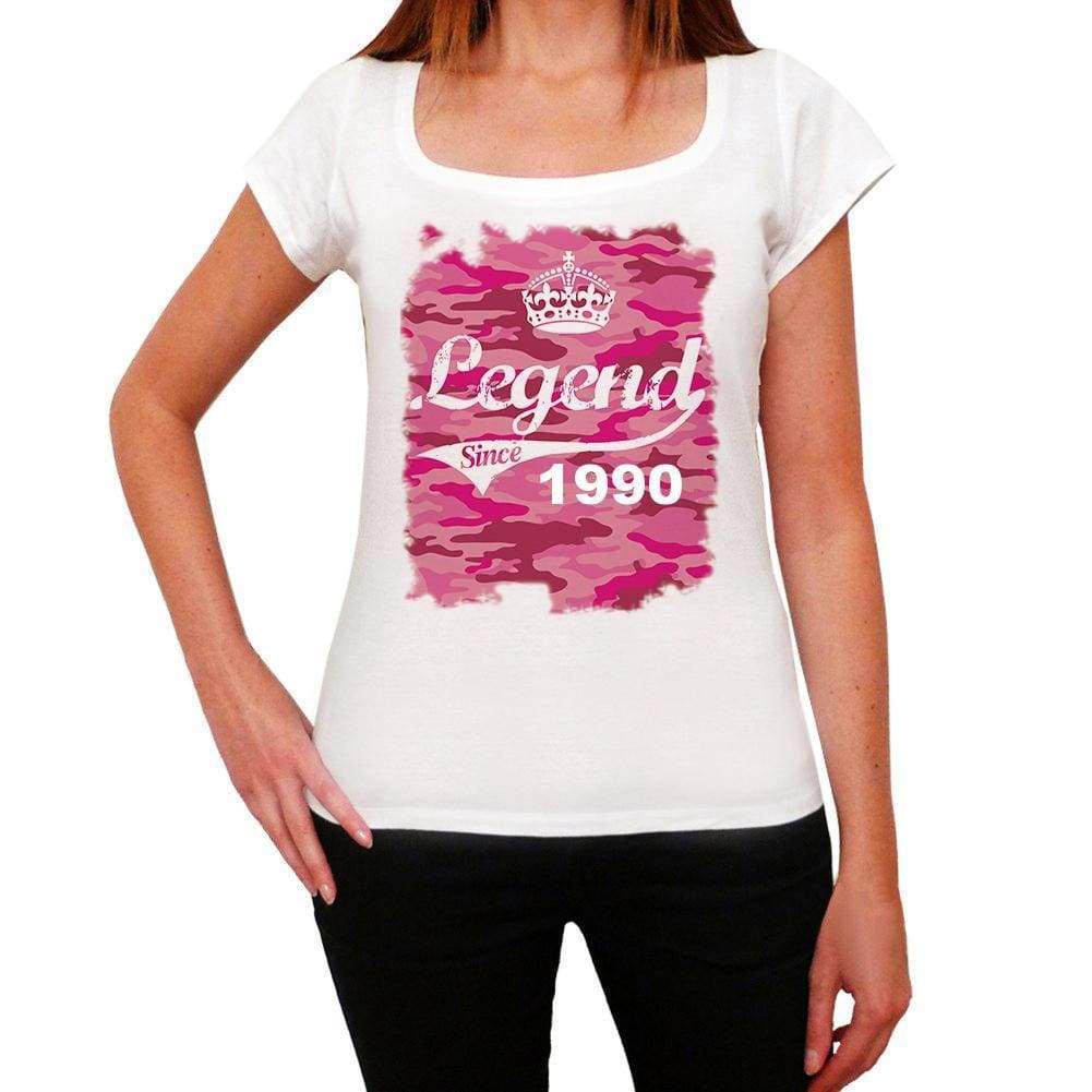 1990 Printed Birthday White Womens Short Sleeve Round Neck T-Shirt 00284 - White / Xs - Casual