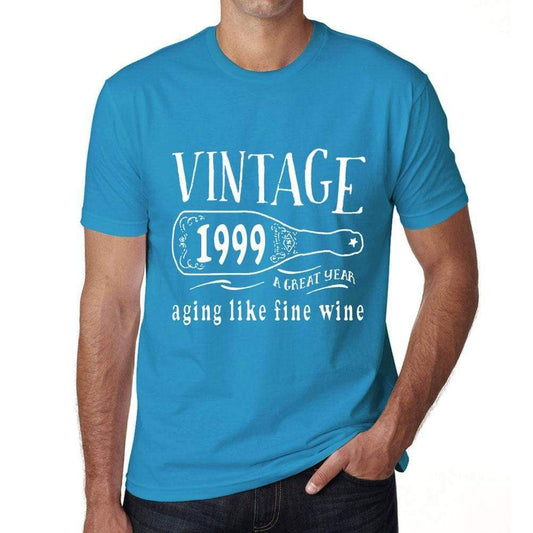 1999 Aging Like A Fine Wine Mens T-Shirt Blue Birthday Gift 00460 - Blue / Xs - Casual
