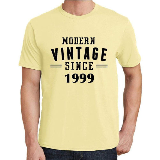 1999 Modern Vintage Yellow Mens Short Sleeve Round Neck T-Shirt 00106 - Yellow / S - Casual