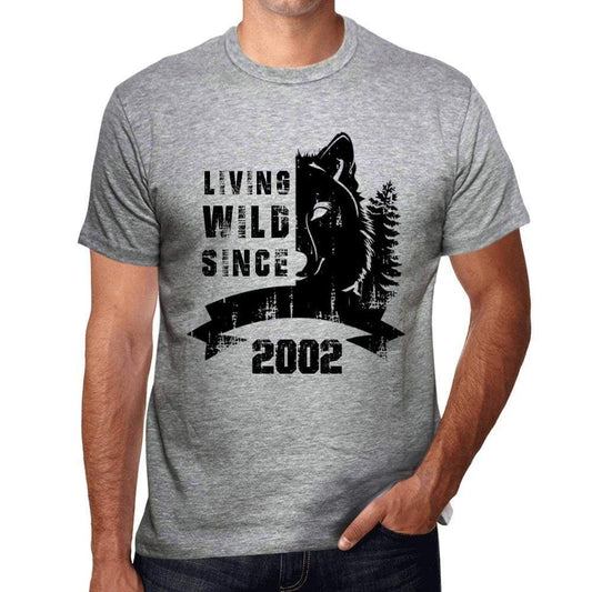 2002 Living Wild Since 2002 Mens T-Shirt Grey Birthday Gift 00500 - Grey / Small - Casual