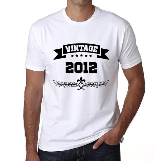 2012 Vintage Year White Mens Short Sleeve Round Neck T-Shirt 00096 - White / S - Casual