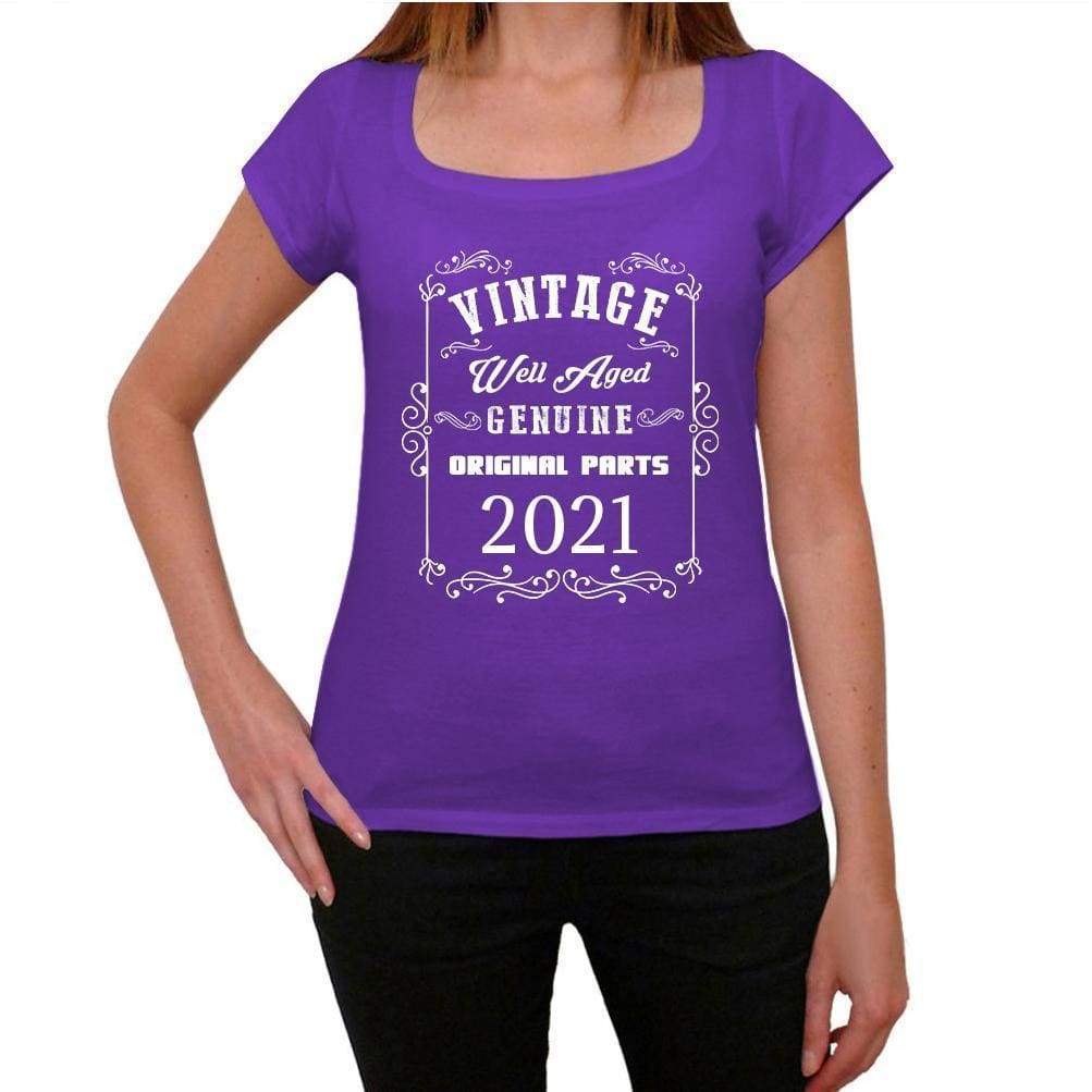 2021 Well Aged Purple Womens Short Sleeve Round Neck T-Shirt 00110 - Purple / Xs - Casual