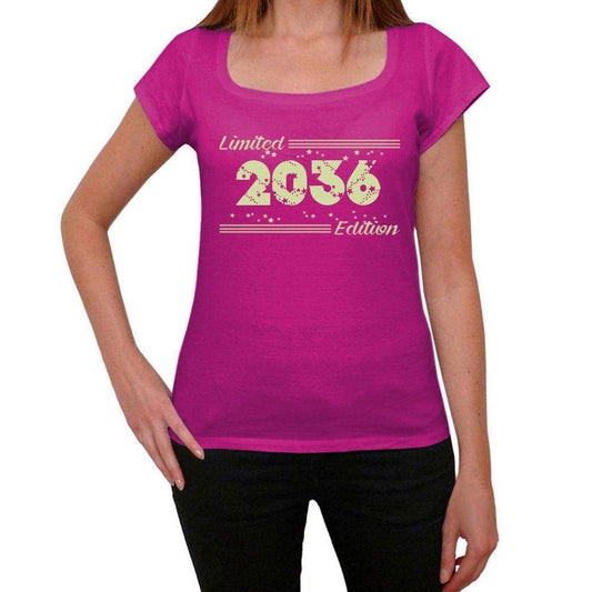 2036 Limited Edition Star Womens T-Shirt Pink Birthday Gift 00384 - Pink / Xs - Casual