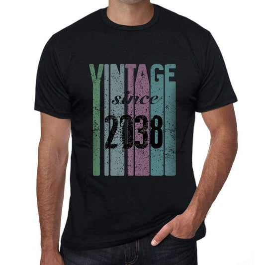 2038 Vintage Since 2038 Mens T-Shirt Black Birthday Gift 00502 - Black / X-Small - Casual