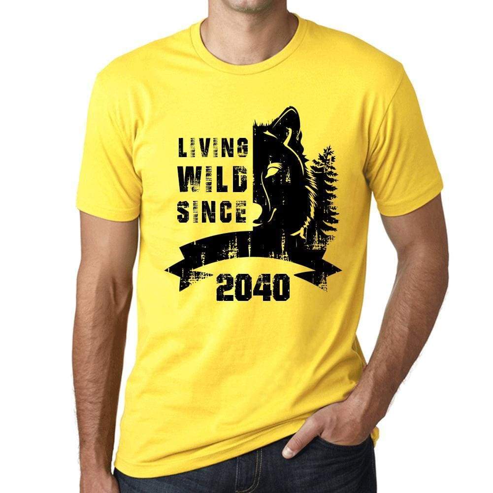 2040 Living Wild Since 2040 Mens T-Shirt Yellow Birthday Gift 00501 - Yellow / X-Small - Casual