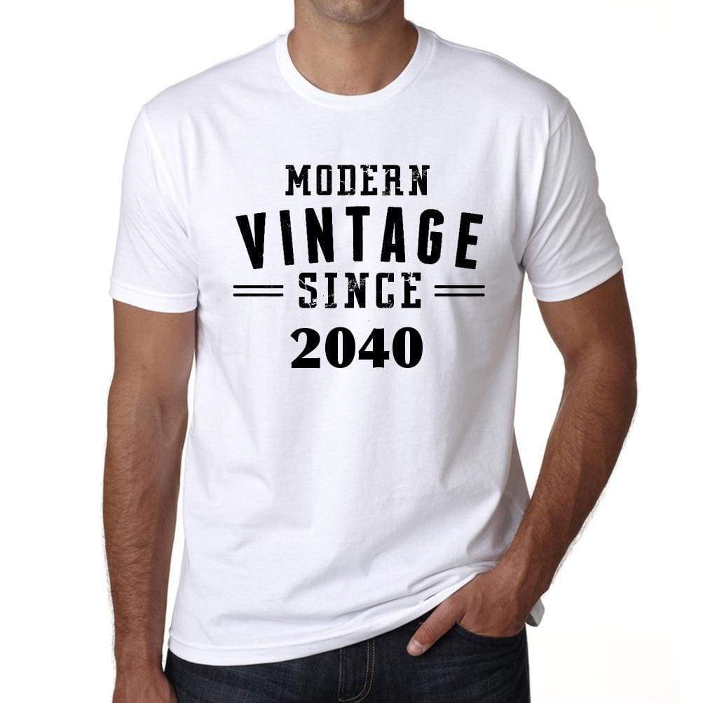 2040 Modern Vintage White Mens Short Sleeve Round Neck T-Shirt 00113 - White / S - Casual