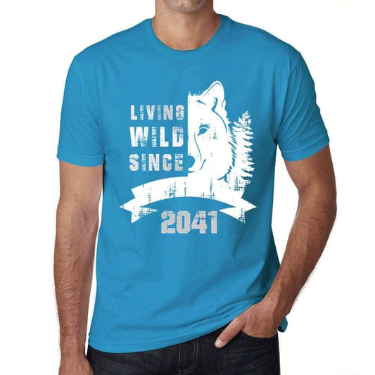 2041 Living Wild Since 2041 Mens T-Shirt Blue Birthday Gift 00499 - Blue / X-Small - Casual