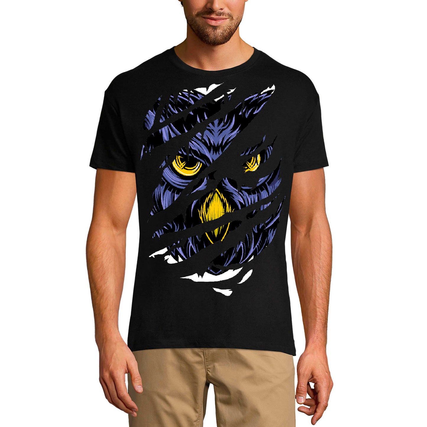 ULTRABASIC T-shirt déchiré pour hommes Night Owl - Owl Face - Chemise vintage