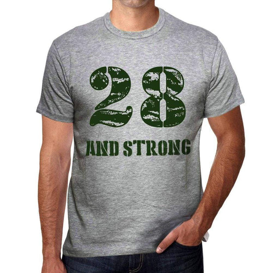 28 And Strong Men's T-shirt Grey Birthday Gift - Ultrabasic