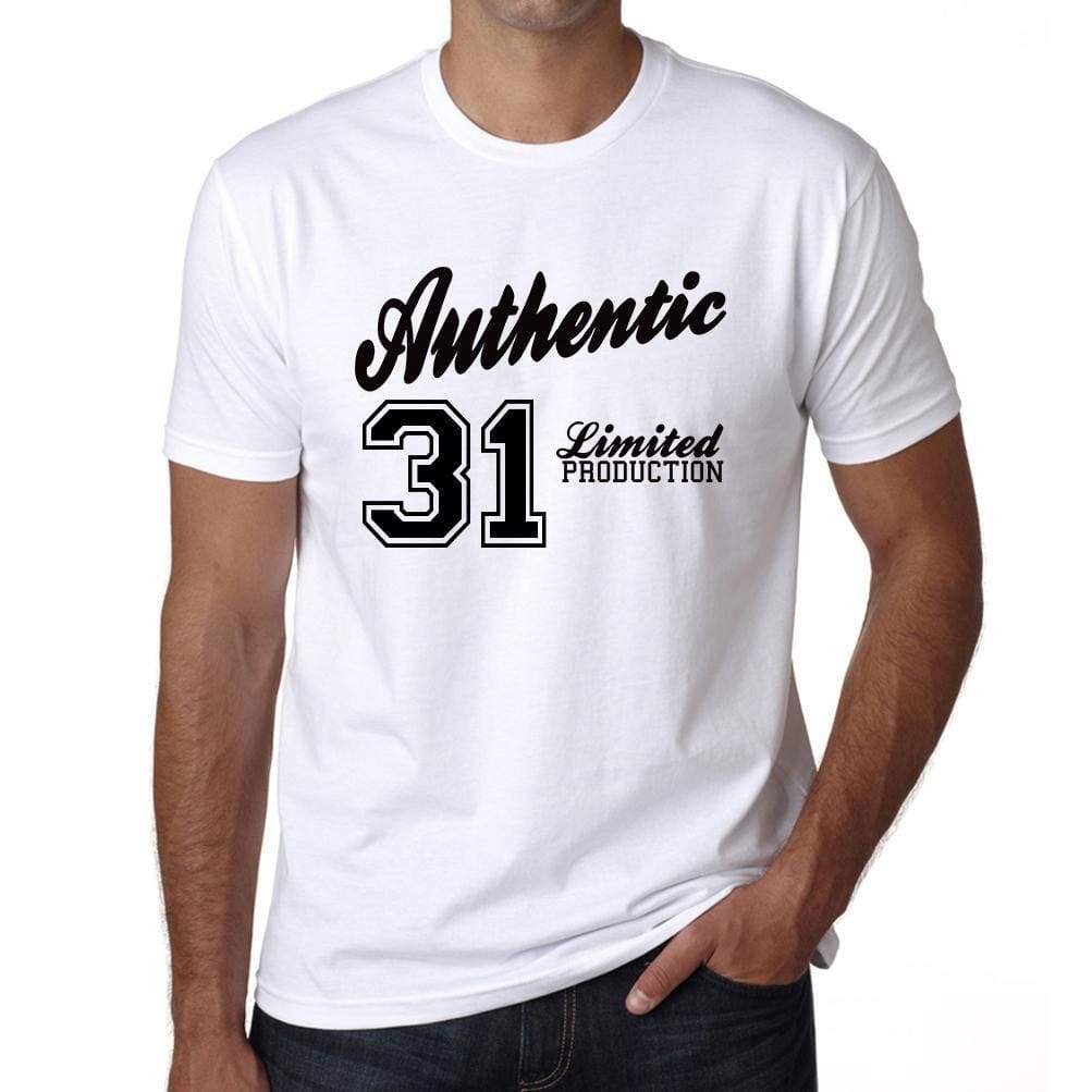 30 Authentic White Mens Short Sleeve Round Neck T-Shirt 00123 - White / S - Casual