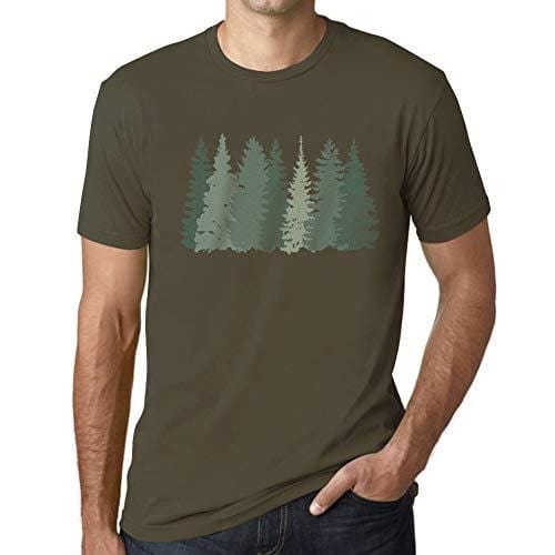 Ultrabasic - Herren T-Shirt Graphique Arbres Forestiers Army