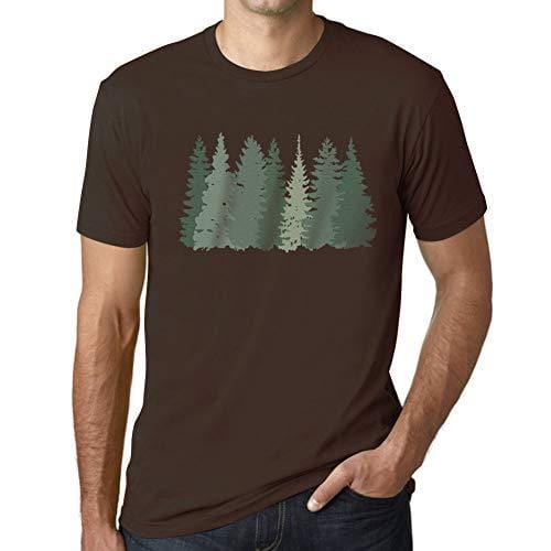 Ultrabasic - Homme T-Shirt Graphiques Arbres Forestiers Chocolat