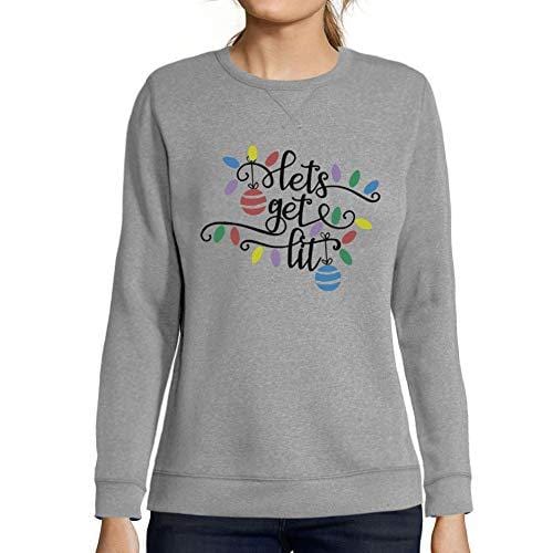 Ultrabasic - Femme Graphique Lets Get Lit Sweatshirt Action de Grâces Xmas Cadeau Idées Tee Gris Chiné