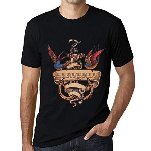 Ultrabasic - Homme T-Shirt Graphique Anchor Tattoo Heavenly Noir Profond