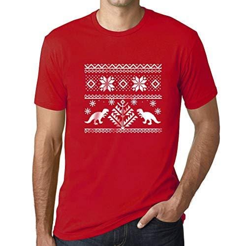 Ultrabasic – Herren-T-Shirt mit grafischem Dinosaurier-Motiv, bedruckt mit Buchstaben „Noël Cadeau Rouge“.