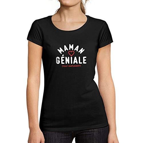 Ultrabasic - Femme Graphique Maman Géniale Imprimé des Lettres T-Shirt Noir Profond