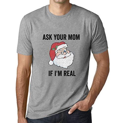 Ultrabasic - Homme T-Shirt Graphique Funny Santa Christmas T-Shirt Xmas Gift Ideas Gris Chiné