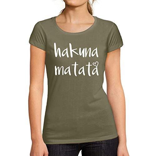Ultrabasic - T-Shirt Femme Manches Courtes Hakuna Matata Kaki