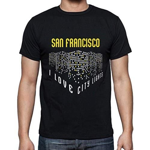 Ultrabasic - Homme T-Shirt Graphique J'aime SAN Francisco Lumières Noir Profond