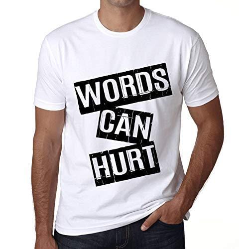 Ultrabasic - Homme T-Shirt Graphique Words Can Hurt T-Shirt Cadeau Lettre d'impression Blanc