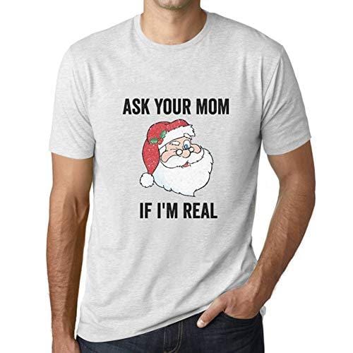 Ultrabasic - Homme T-Shirt Graphique Funny Santa Christmas T-Shirt Xmas Gift Ideas Blanc Chiné