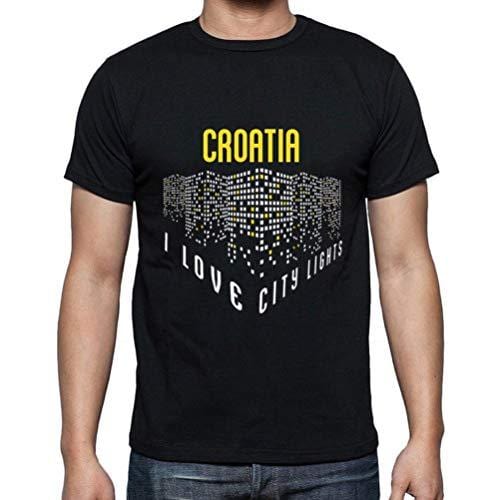 Ultrabasic - Homme T-Shirt Graphique J'aime Croatia Lumières Noir Profond