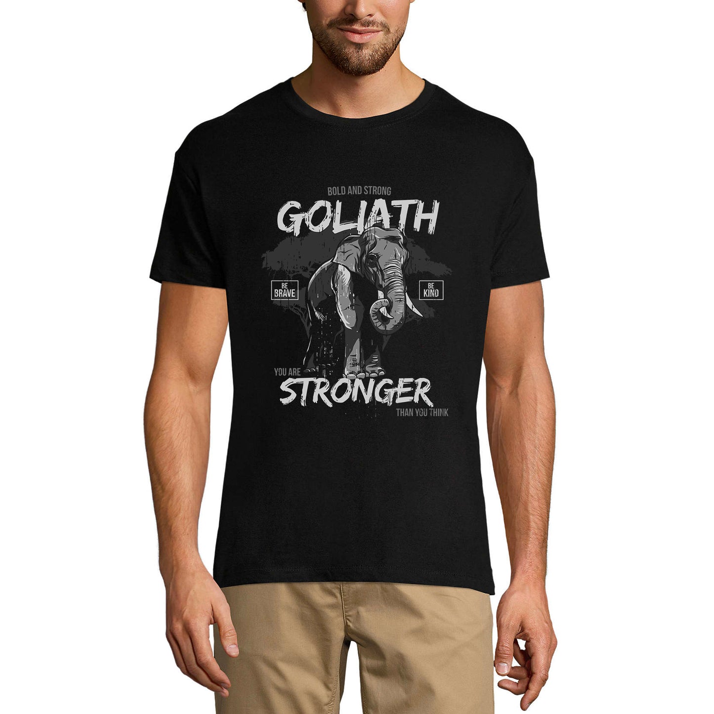 ULTRABASIC Herren-T-Shirt „Du bist stärker als du denkst – Goliath-Elefant-Shirt“.