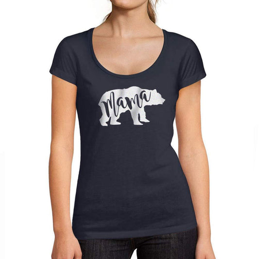 Tee-Shirt Femme col Rond Décolleté Mama Bear French Marine