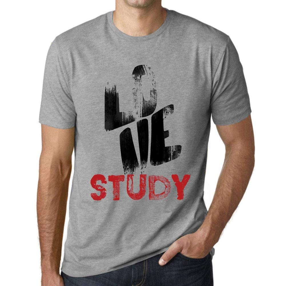 Ultrabasic - Homme T-Shirt Graphique Love Study Gris Chiné
