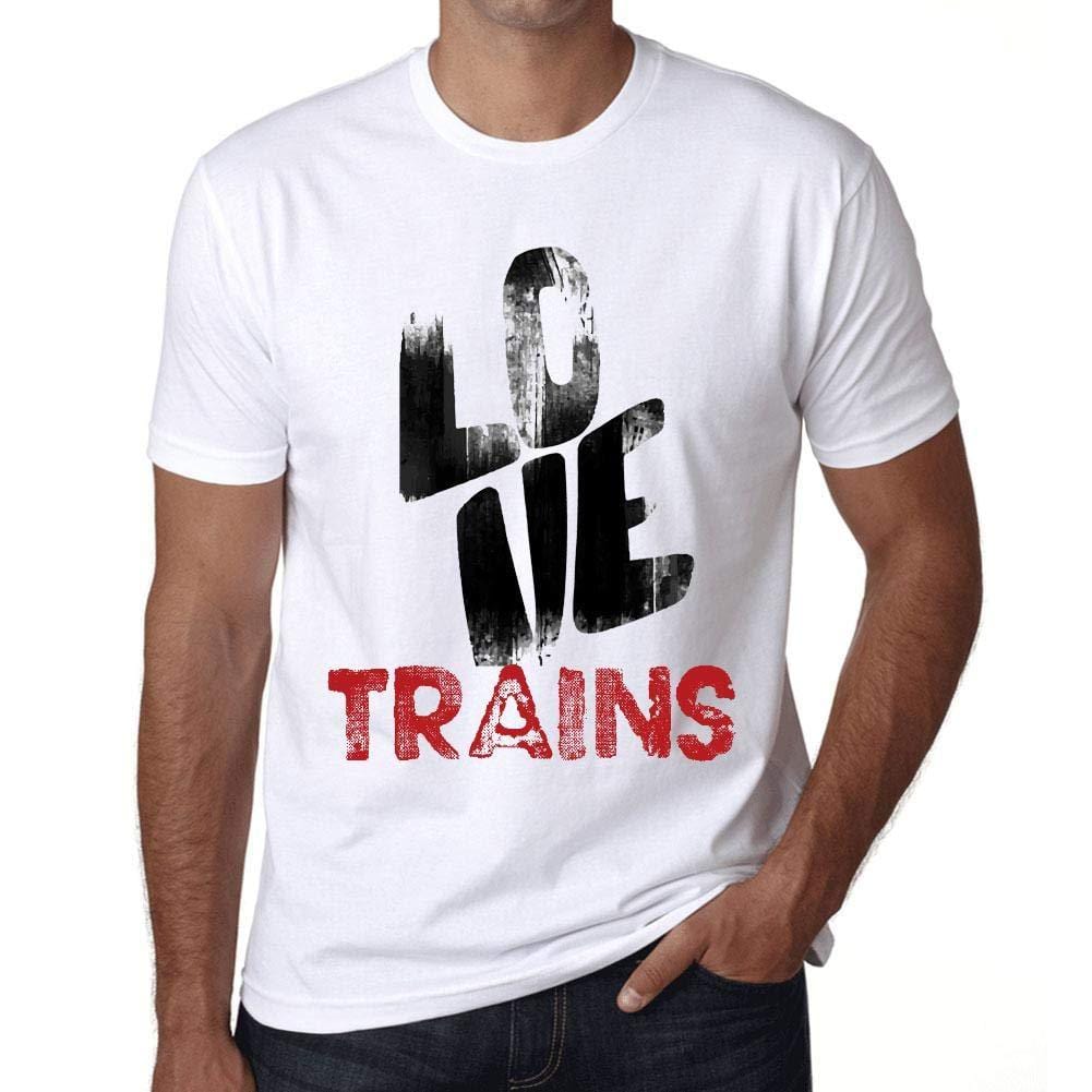 Ultrabasic - Homme T-Shirt Graphique Love Trains Blanc