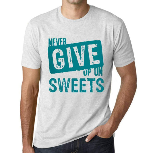 Ultrabasic Homme T-Shirt Graphique Never Give Up on Sweets Blanc Chiné