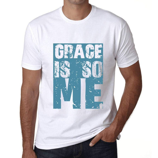 Herren T-Shirt Graphique Grace is So Me Blanc