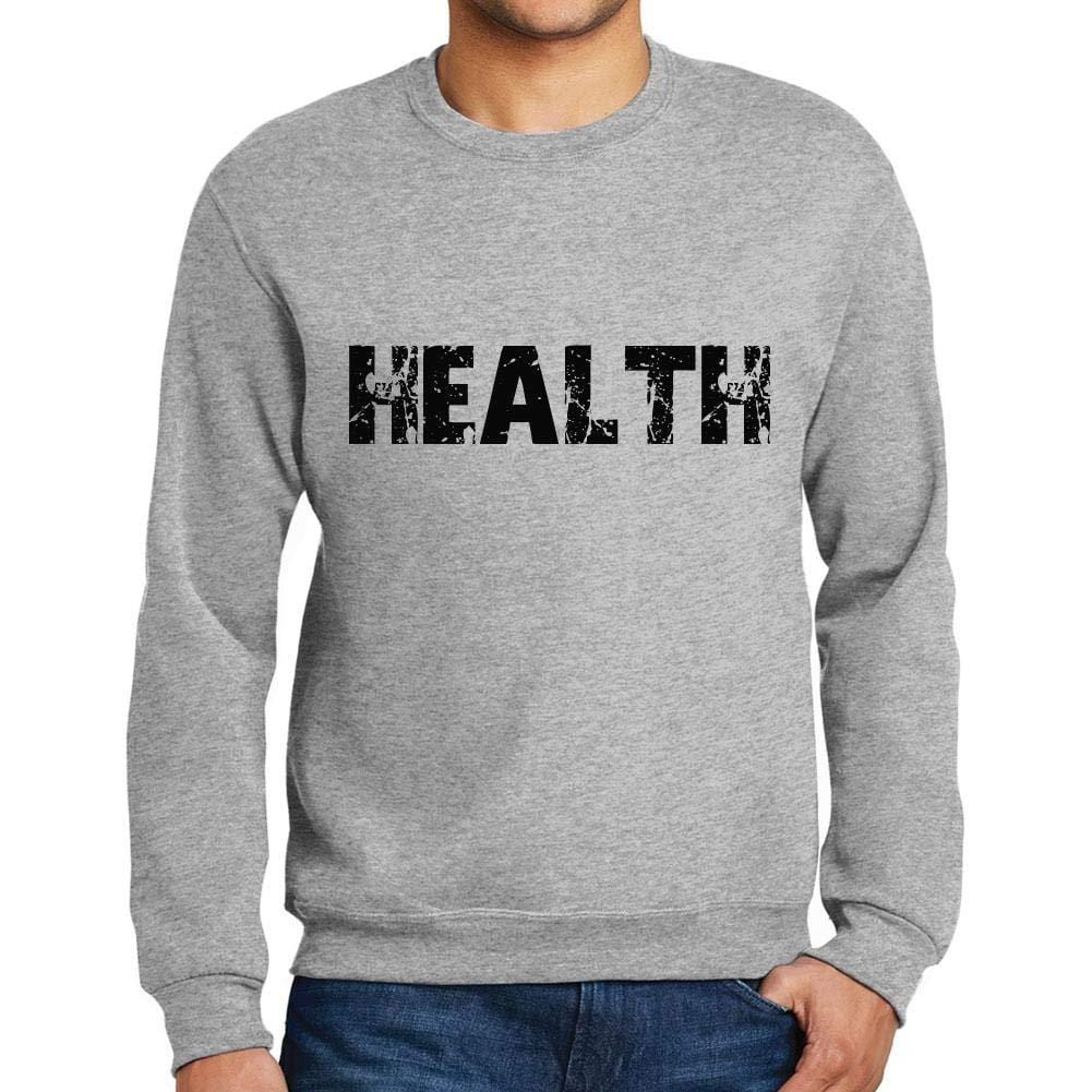 Ultrabasic Homme Imprimé Graphique Sweat-Shirt Popular Words Health Gris Chiné