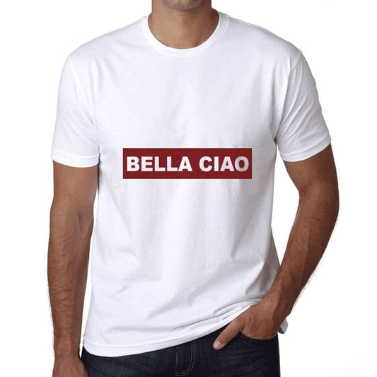 Ultrabasic - Homme Graphique Bella Ciao T-Shirt Imprimé Lettres Blanco