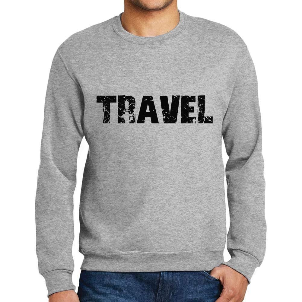Ultrabasic Homme Imprimé Graphique Sweat-Shirt Popular Words Travel Gris Chiné