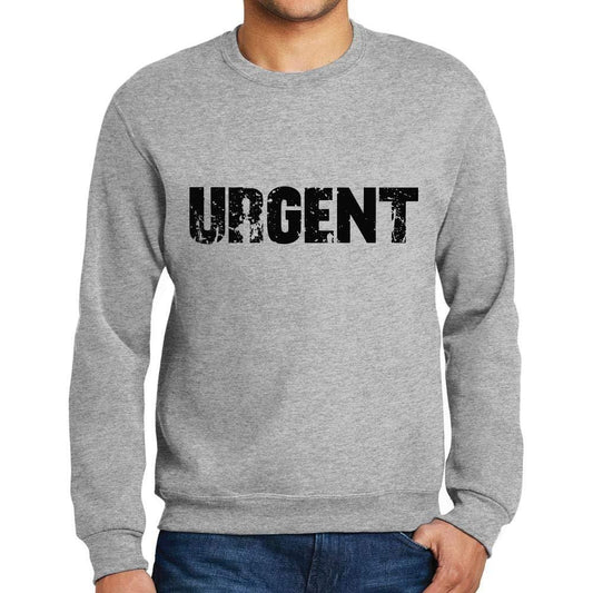 Ultrabasic Homme Imprimé Graphique Sweat-Shirt Popular Words Urgent Gris Chiné