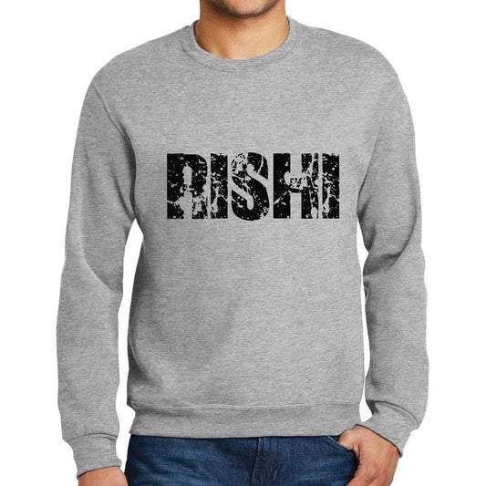 Ultrabasic Homme Imprimé Graphique Sweat-Shirt Popular Words Rishi Gris Chiné