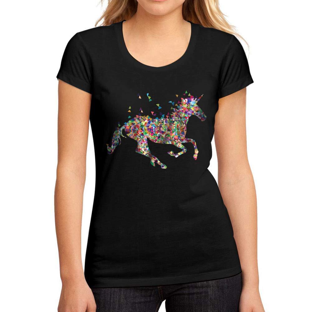T-Shirt Graphique Femme Licorne Multicolore <span>Noir Profond</span>