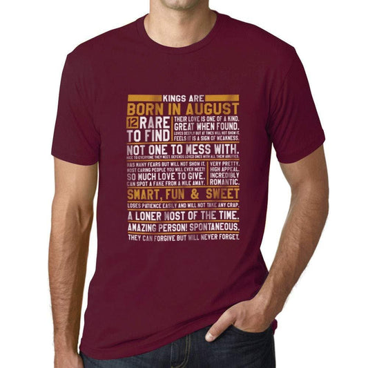 Ultrabasic - Homme T-Shirt Graphique Les Rois sont Nés en Août Imprimé T-Shirt Bordeaux