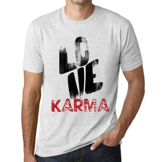 Ultrabasic - Homme T-Shirt Graphique Love Karma Blanc Chiné