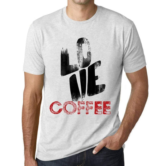 Ultrabasic - Homme T-Shirt Graphique Love Coffee Blanc Chiné