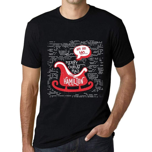 Ultrabasic Homme T-Shirt Graphique Merry Christmas von Hamilton Noir Profond